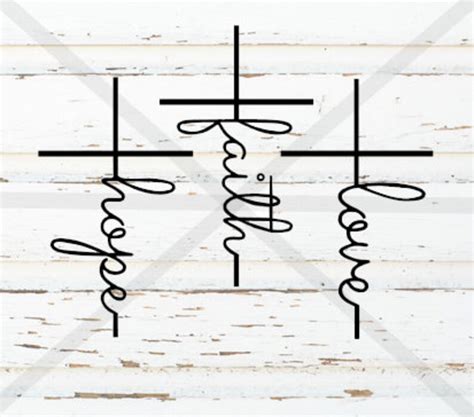 Faith Hope Love Cross SVG Cut File, Faith Cross Silhouette Cut File, Inspirational Cut File ...