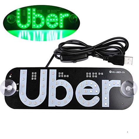 WildAuto Uber Light Sign for Car,Green Led Uber Decor with Suction Cups ...