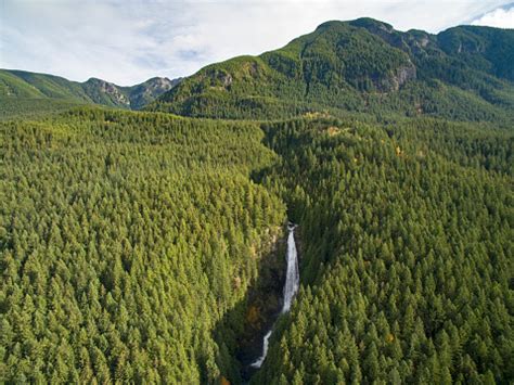 Wallace Falls Gold Bar Washington Aerial View Stock Photo - Download Image Now - iStock