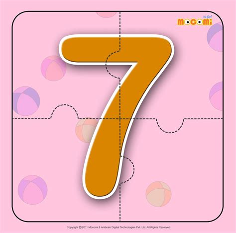 Number - Seven 7 - Number Jigzaw Puzzles for Kids | Mocomi | Numbers for kids, Puzzles for kids ...