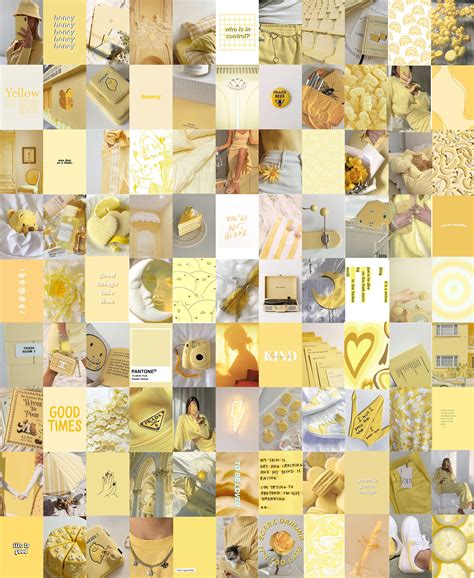 100 PCS Pastel Yellow Aesthetic Wall Collage Kit Yellow - Etsy