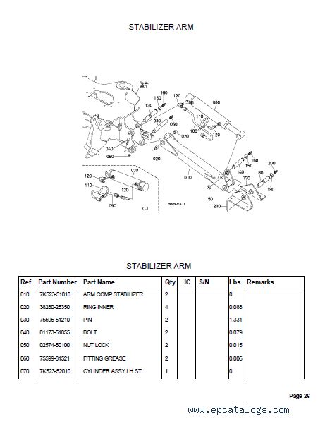 Kubota (B26) BT820 Backhoe Parts Manual