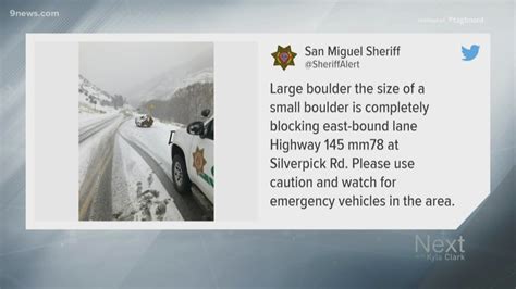 A 'large boulder the size of a small boulder' rolled onto Highway 145 ...