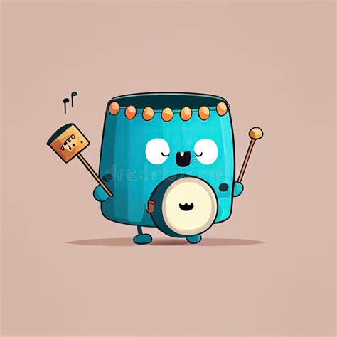 Cute Alarm Clock Cartoon Character Plays Drums, Cartoon Style, Modern Simple Illustration Stock ...