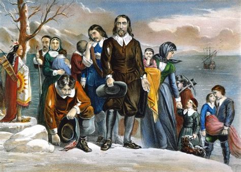 Plymouth Rock, 1620. /Nthe Landing Of The Pilgrims At Plymouth, Massachusetts, 1620. Lithograph ...