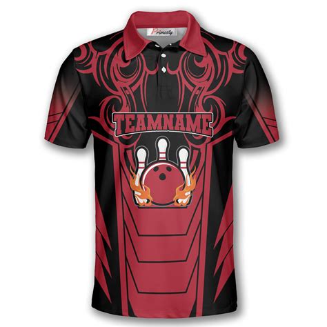 Bowling Strike Red Black Edgy Design Custom Bowling Shirts for Men ...