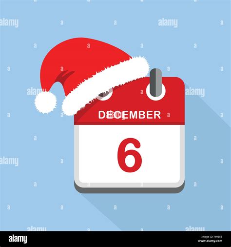 red calendar 6th december Saint Nicholas Day blue background vector ...