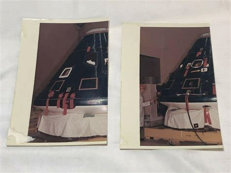 Original Lot (2) Apollo Capsule Outside Photograph Remnants Rockwell ...