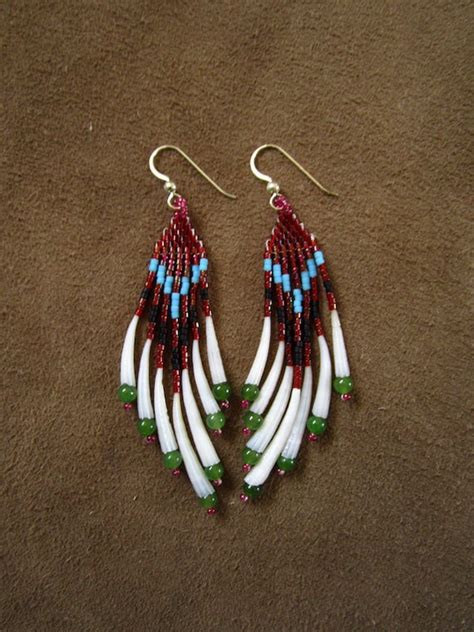 Dentalium Shell Seed Beaded Earrings by Elewmompittseh on Etsy