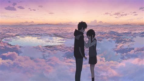 Anime couple with white clouds illustration HD wallpaper | Wallpaper Flare