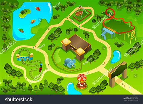 Vector Illustration Map Amusement Theme Park Stock Vector (Royalty Free) 232377664