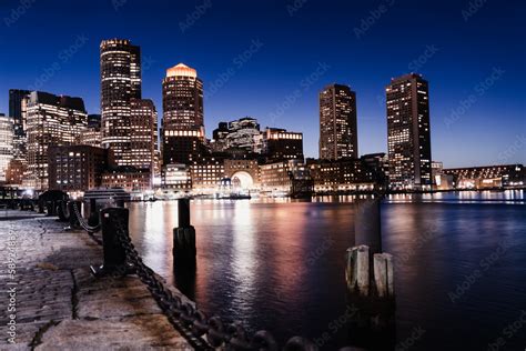 Boston Night skyline Stock Photo | Adobe Stock