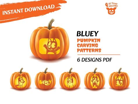 BLUEY Pumpkin Carving Stencil Template Halloween Jack O Lantern Pattern Instant Download Pdf DIY ...