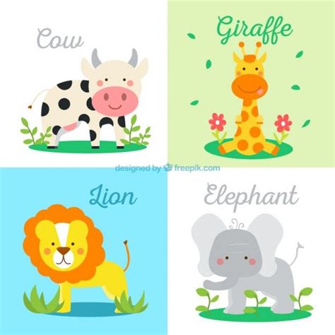 Lovely wild animals set | Free Vector #Freepik #freevector #flower # ...