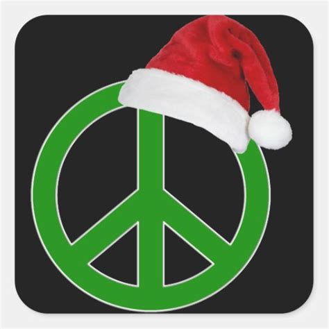 Retro Christmas Peace Sign Square Sticker | Zazzle