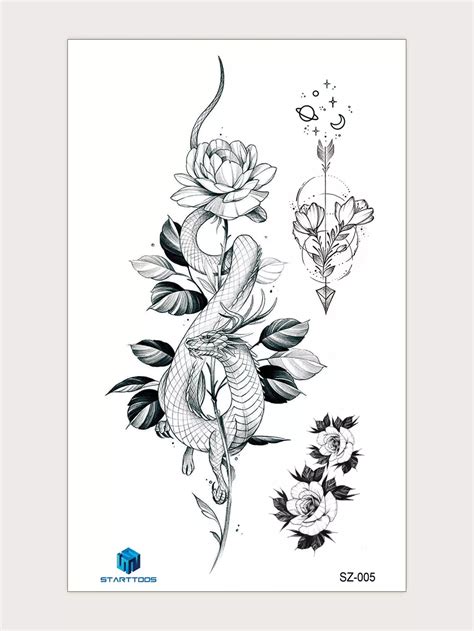 1sheet flower chinese dragon pattern tattoo sticker – Artofit