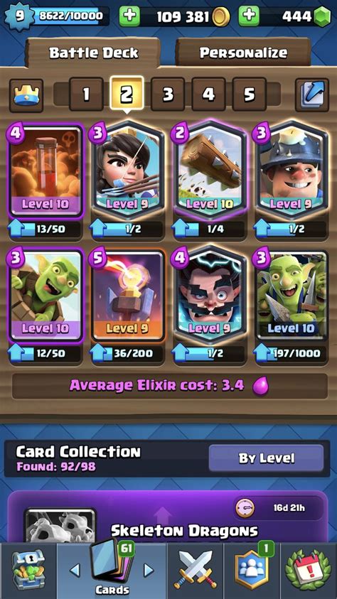 P.K.K.A/goblin barrel deck, 110000 gold, 450 gems,lots of token.