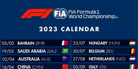 Oficial: El calendario de F1 de 2023 tendrá 24 carreras - La Neta Neta