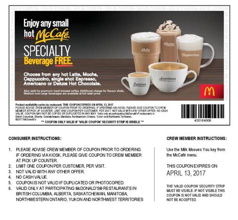 McDonald’s McCafé Canada Freebie Coupon: Free Hot Speciality Beverage ...