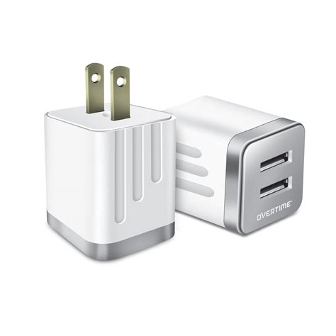 Overtime USB Wall Charger (2 Pack), Dual USB Power Adapter, Fast ...