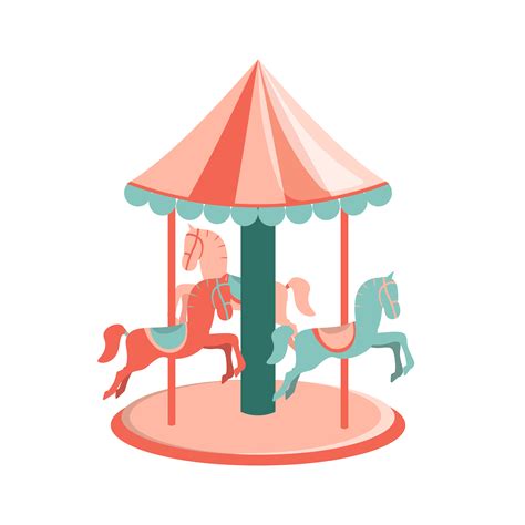 Cartoon carousel with horses. Amusement park icon 620995 Vector Art at ...