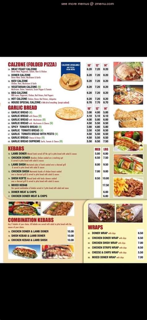 Menu at WALTHAM PIZZA fast food, Grimsby