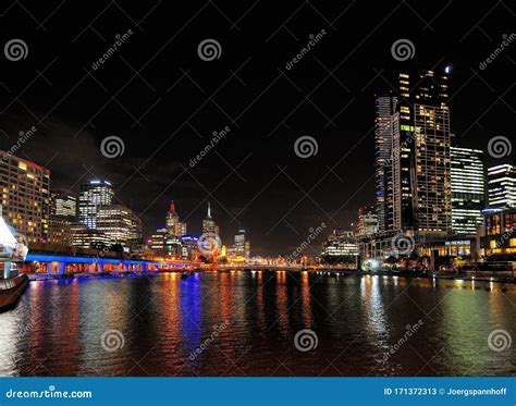 View at Night from King Street Bridge To Yarra River in Melbourne Victoria Australia Stock Image ...