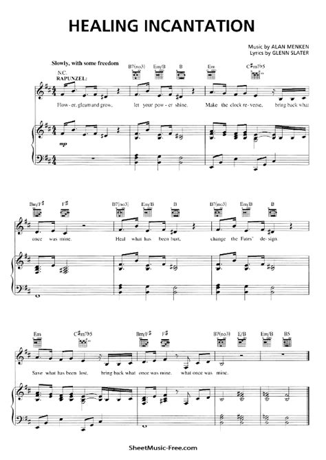 Healing Incantation Sheet Music Tangled - ♪ SHEETMUSIC-FREE.COM