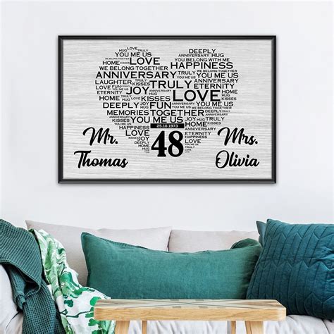 Personalized Names & Date 48Th Wedding Anniversary Gifts Poster For ...