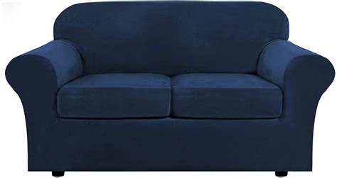 H.VERSAILTEX Solid Print Polyester and Polyester Blend Loveseat Slipcover, Navy Blue - Walmart.com