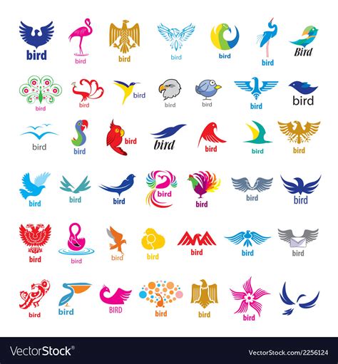 Biggest collection of logos birds Royalty Free Vector Image