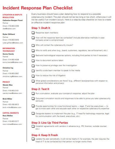 Incident Response Checklist Templates