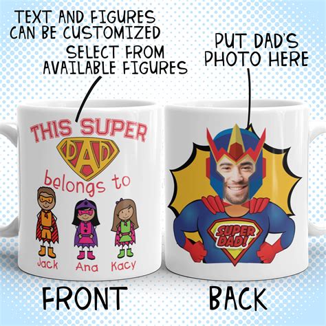 Buy Personalized Custom Funny Father's Day Mug Superhero Dad Comic ...