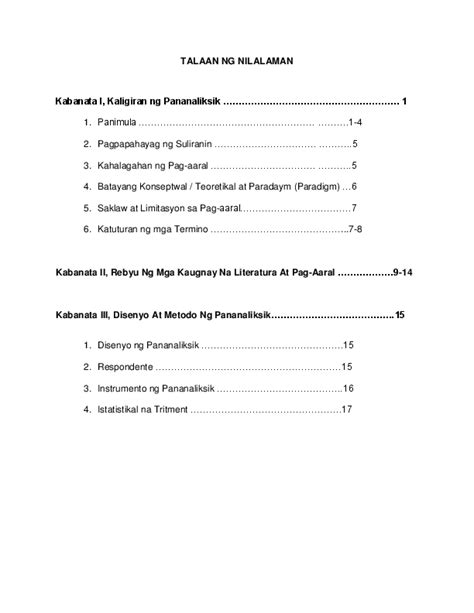 TALAAN NG NILALAMAN | Ian Pacs - Academia.edu