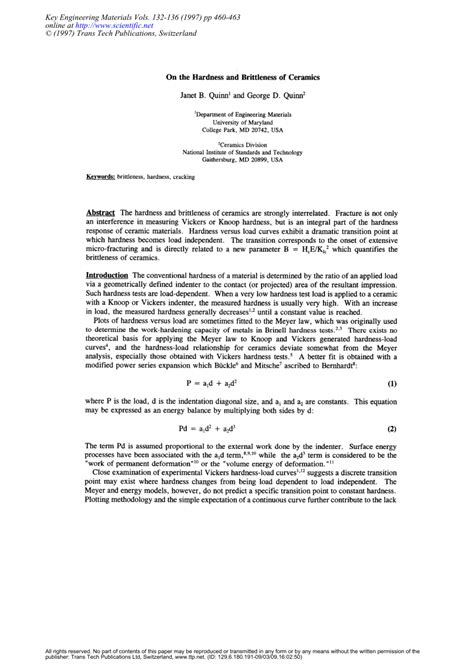 (PDF) On the Hardness and Brittleness of Ceramics