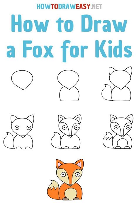 How to draw a fox | Drawing lessons for kids, Art drawings for kids, Easy drawings for kids