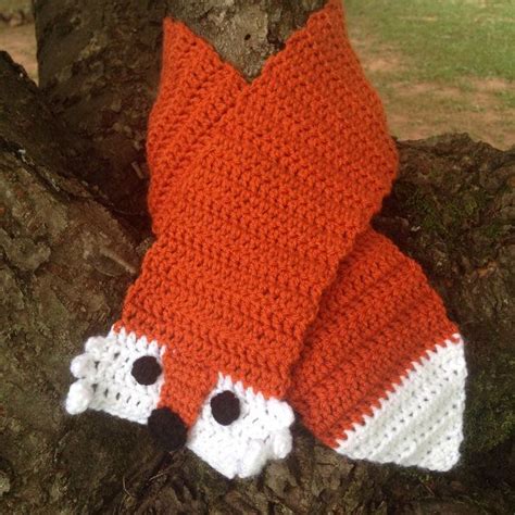 $15.00 - 5 SIZES handmade, crocheted fall or winter fox scarf on Etsy by KnockoutKreations ...