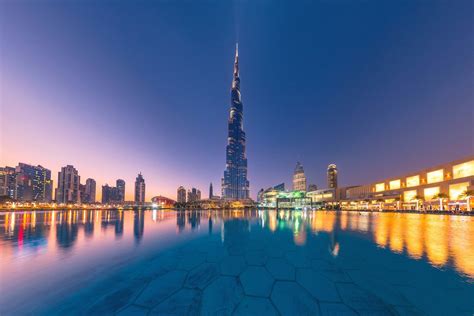 Download Reflection United Arab Emirates Dubai Night Skyscraper Building Man Made Burj Khalifa ...