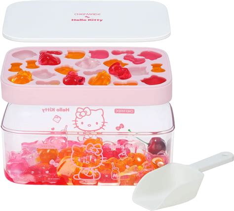 Amazon.com: CHEFMADE Hello Kitty Ice Cube Tray with Lid container & scoop, Easy-Release Silicone ...