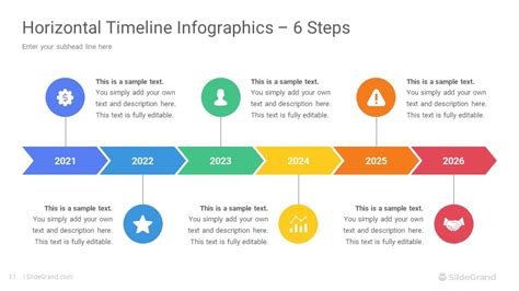 6 Steps Horizontal Timeline Infographics PowerPoint Template Designs ...