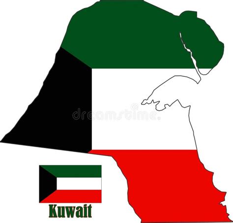 Kuwait Map and Flag Illustration Vector Stock Vector - Illustration of ...