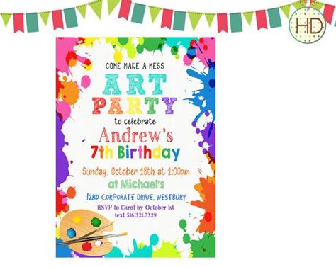 Art Party Birthday Invitation Paint Splatter by HDInvitations ...