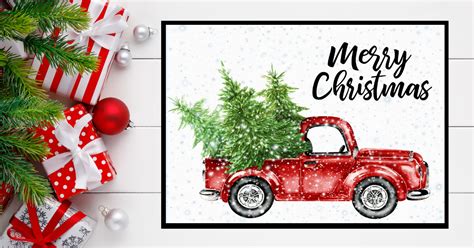 Little Red Truck Merry Christmas Printable