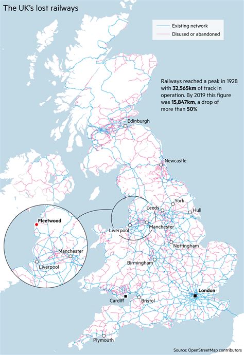 [OC] Map of UK showing how over 50% of the rail network is either ...