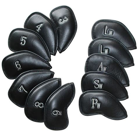 12pcs/set Leather Golf Club Iron Head Covers Golf Headcover Head Cover High Quality Golf ...