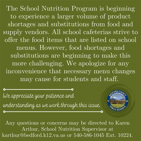 Supply chain issues impacting lunches at Bedford County Public Schools ...