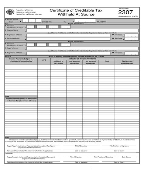 2005-2021 PH BIR Form 2307 Fill Online, Printable, Fillable, Blank - pdfFiller