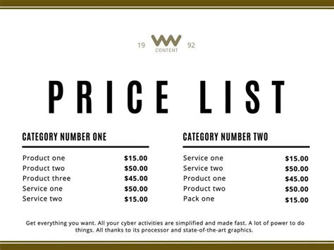 Price List Templates