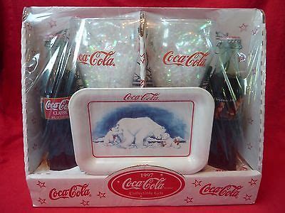 Coca-Cola 1997 Collectible Gift Set Glasses Bottles Polar Bear Tray 16660 NIB -- Antique Price ...