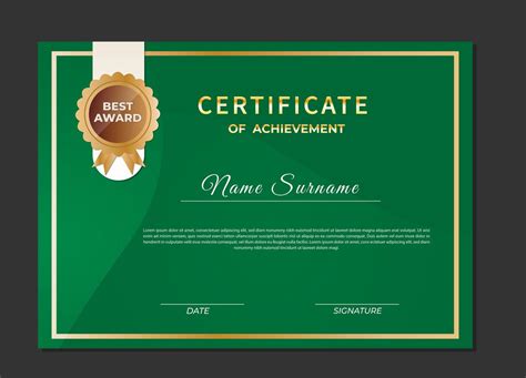 Certificate of achievement green color template 691799 Vector Art at ...